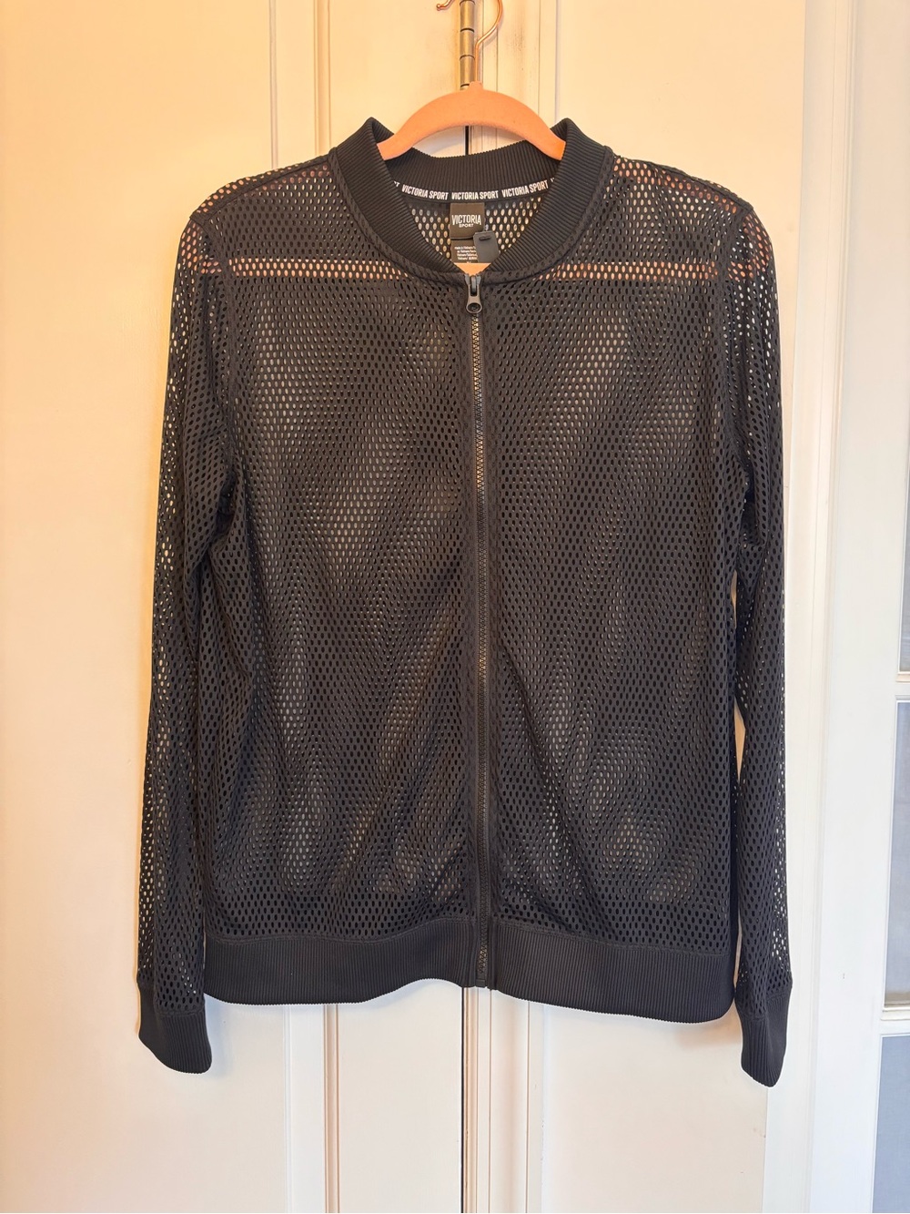Victoria's Secret Sport Black Mesh Bomber Jacket